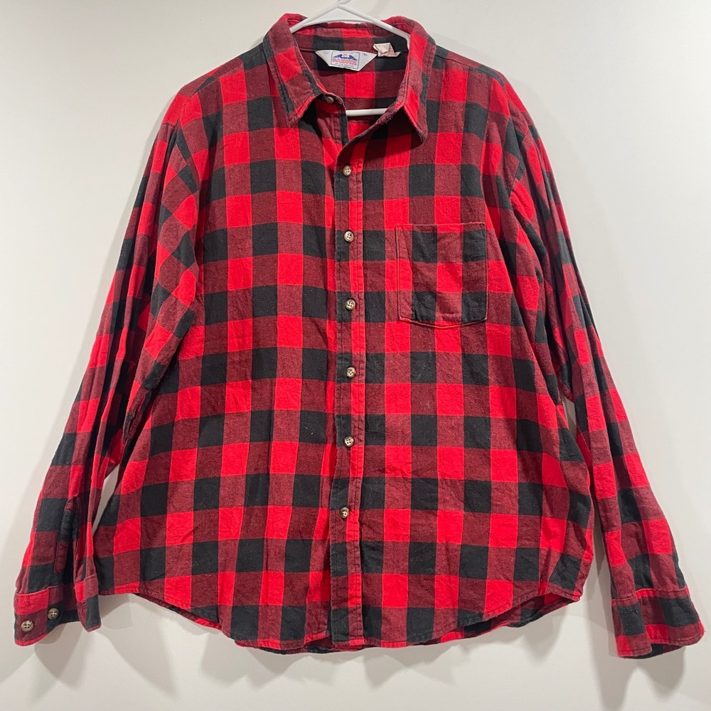 Dakota Five Brother Red Black Buffalo Plaid Flannel Shirt‎ Mens XL Made in USA
